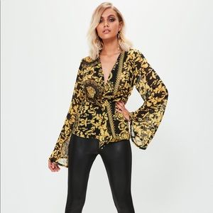 MISSGUIDED Black Baroque Scarf Print Drape